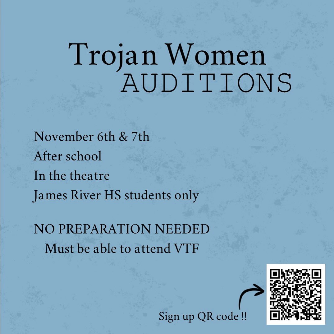 Auditions for our Festival One-Act are happening next week, November 6-7th!! No preparation is needed and there will be no callbacks.