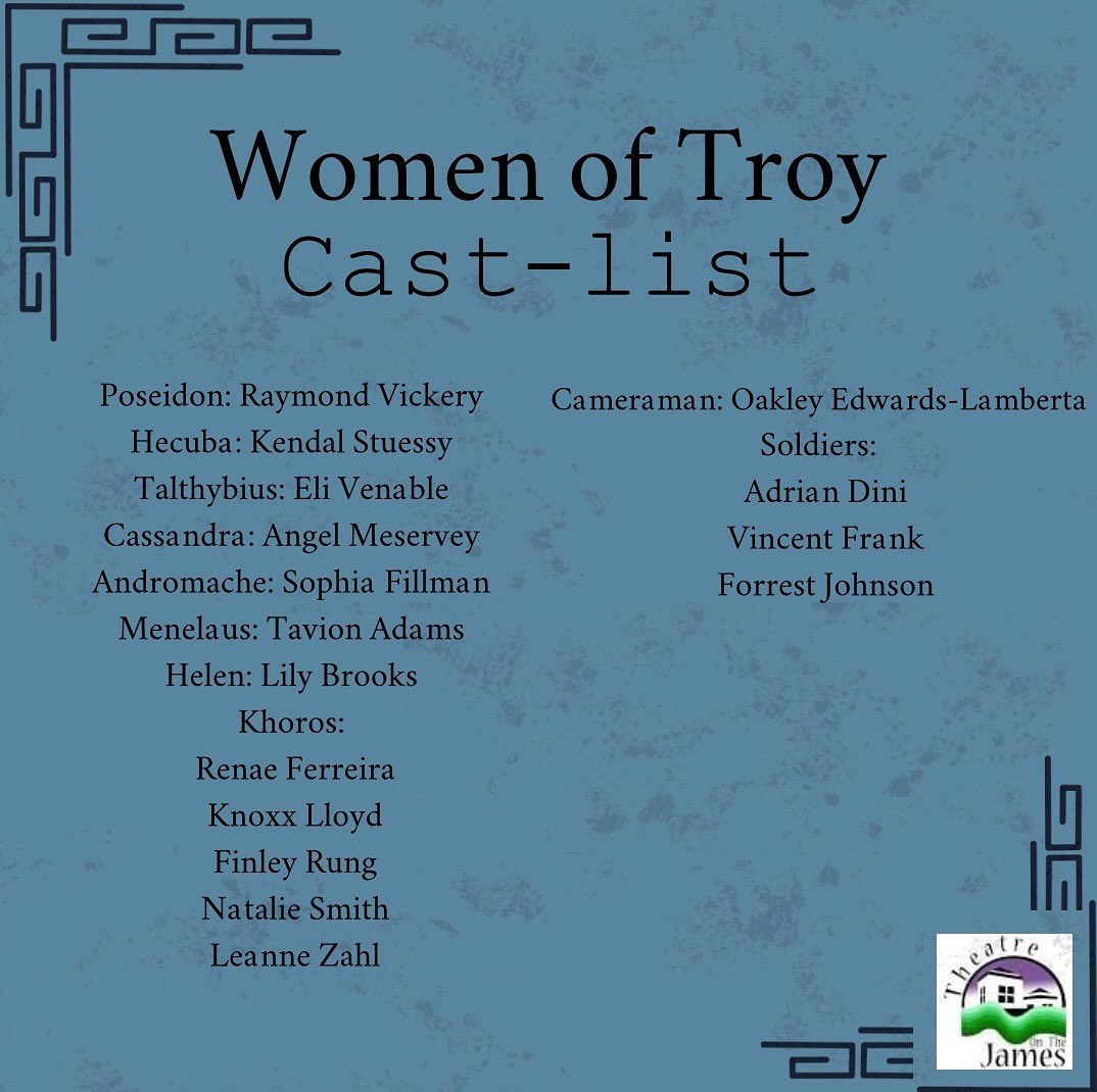 Congratulations actors!! First rehearsal will be Tuesday, 3:15pm - 5:30pm, in the theatre. Expect an email from Whitcomb before the end of the weekend with more information.